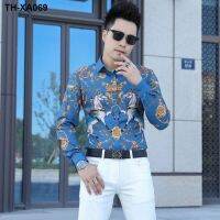 High-end flower young man new handsome long sleeve printing jacket personality the goods mens of cultivate ones morality autumn