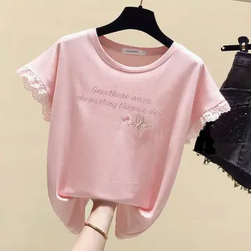 Slim Girls Sweet Tshirts 2024 Summer Fashion Ladies Stylish Soft Cotton  Short Tee Shirt Vintage Women Cute Tops Chic - AliExpress