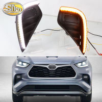 SNCN 2ชิ้น12V รถ DRL LED Daylights สำหรับ Toyota Highlander 2020 2021สีเหลืองสัญญาณเลี้ยวกลางวันไฟตัดหมอกอัตโนมัติ