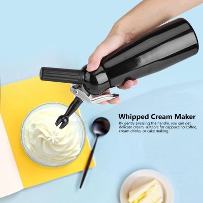 black Cream Whipper ขวดวิปครีมหัวฉีดอลูมิเนียม ขนาด 0.5 ลิตร กระบอกวิปครีม ขวดทำวิปปิ้งครีม ครีมคั้นดอกไม้ไ