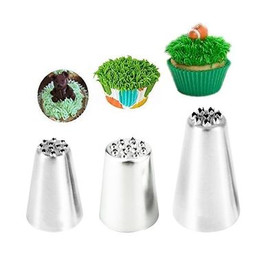 ◙❇ 3Pc Stainless steel cream decoration mouth Small grass shape cream nozzle Baking tools Grass Cream Icing Nozzles Pastry Decorate