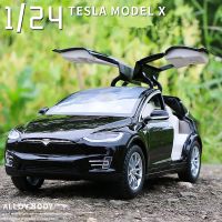 1:24 Tesla Model X Alloy Car Model Diecast Metal Simulation Toy Vehicles Car Model Collection Sound and Light Childrens Toy Gift