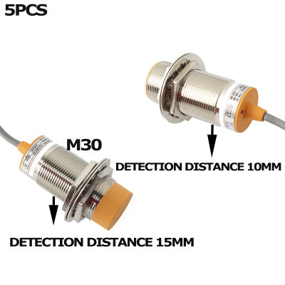 5pcs Proximity Sensor Switch M30 NPN PNP 15mm 10mm Detect Distance Inductive Approach Metal Sensor