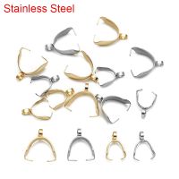 30pcs Stainless Steel Pendants Clips Bails Connectors Golden Color Necklace Charm Pendants Clasps For Jewelry Making Supplies