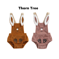 Thorn Tree เด็กทารกหญิงเด็กชาย Romper แขนกุดการ์ตูนกระต่ายปุ่มปิดบอดี้สูทผ้าลูกฟูก