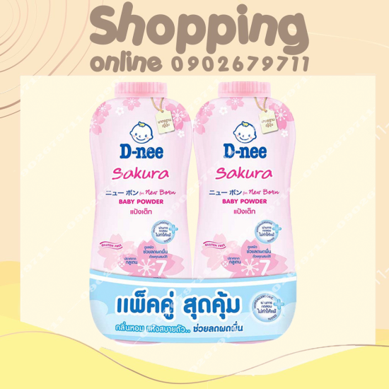 Combo 2 chai phấn rôm d-nee sakura thái 380g - màu hồng - ảnh sản phẩm 1