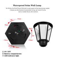 2PCS Solar Wall Lights Outdoor Waterproof Solar Retro Hexagonal Wall Light Patio Street Yard Corridor Courtyard Decorative