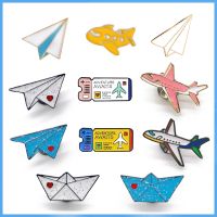 【CW】 Cartoon Memory Enamel Pins airplane Boat Brooch Badge aircraft Ticket Jewelry Kids