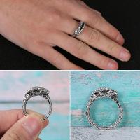 แหวนผู้ชายแฟชั่น UPECB5สไตล์โกธิคสำหรับทั้งชายและหญิงแหวนมังกรวินเทจสไตล์นอร์เวย์ปรับฮิปฮอปได้