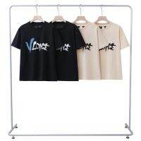 High Version VLONE SPRAY PAINT BIG V T-SHIRT ink spray paint big V letter logo printing short-sleeved T