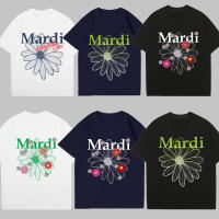 เสื้อยืดคุณภาพดี เสื้อยืดฤดูร้อน พร้อมส่ง เสื้อ mardi mercredi ลาย flower t-shirt  2023 Mardi T-Shirt Women Summer Korean Style Short Sleeve Print T Shirts For Men Fashion Flower Brand Luxury Cotton Female Tee