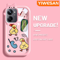 YIWESAN เคสสำหรับ Realme 10 Realme 10 Pro Plus 5G,เคสนิ่มเป็ดสีเหลืองเล็กน่ารักเคสกันกระแทกกรอบเคสใส่ Tpu กล้อง