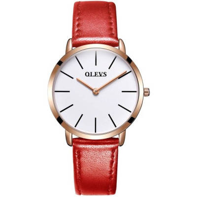 Olevs Couples Quartz Watch Wristwatch For Women Men 30m Water Resistant Leather Strap