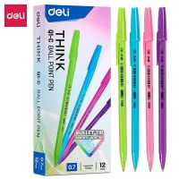 Deli 12PCS/Box Ball Point Pen 0.7mm Black/Blue Ink Smooth Writing Office Supply EQ1-BK EQ1-BL EQ1-C Pens