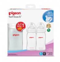 Pigeon พีเจ้น ขวดนม PPWN ทรงคอกว้าง พร้อมจุกเสมือนนมมารดา ซอฟท์ท้ช ไซส์ M ขนาด 8oz. รุ่น 2 แถม 1