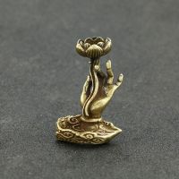 NICEFurniture Copper Backflow Incense Burner Hand Lotus Incense Base Holder for Home Yoga Aromatherapy Relaxation Gifts