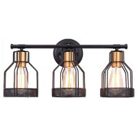 Industrial Bathroom Vanity Light 3 Lamp Head Farmhouse Metal Cage Bathroom Wall Light Fixture Black Wall Sconce Lighting C6UE