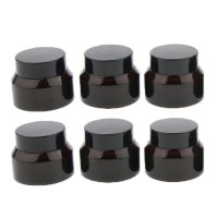 6pcs Premium Quality Glass Makeup Cream Lip Balm Container Jar Nail Art Pot with Screw Lids Dark Brown