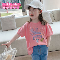 mikibobo ?พร้อมส่ง1-10ปี?เสื้อยืดเด็กผู้หญิง เสื้อเด็ก ลายน้องหมีหวานมากค่ะ HF1062