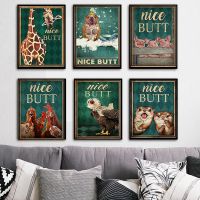 Nice Butt poster Funny Bathroom Animal Canvas Prints And Painting Owl pig chicken Retro Bathroom Sign Canvas Painting Home Deco