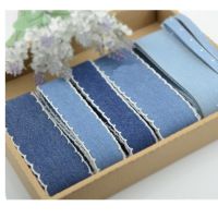 [HOT!] 40mm 4cm 25mm cotton denim ribbon autumn winter handmade tape riband DIY bow accessories ribbons 5yard/lot