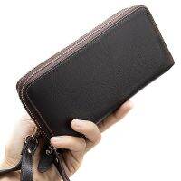 ZZOOI Mens Wallet Dollar Clip Male Wallet Clutch Double Zipper Coin Bag Vintage Men Long Wallet Money Purses Carteira Masculina