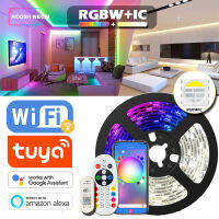 10เมตร32.8FT TUYA RGBWIC ไฟ LED แถบ TM1814 4in1 Dreamcolor แถบที่มีความยืดหยุ่นด้วยสีขาวอบอุ่น LED 24โวลต์เปลี่ยนสีไฟ