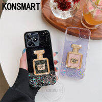 KONSMART ใหม่เคสตัวยึดกระจก Realme C51 C53โทรศัพท์เงาวับบลิงหรูหรา NFC Ins เคส2023 REALMEC53 Hp พร้อมที่ยึดน้ำหอม