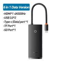 Baseus Lite Series ฮับ USB 6 In 1 Type-C ฮับแท่นวางมือถือ HDMI-USB ที่เข้ากันได้ USB 3.0อะแดปเตอร์สำหรับ Macbook Pro Air Galaxy