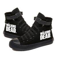 卍﹉卐  Cross-border new luminous show the walking dead highs for canvas shoes mens casual shoes lovers shoes Velcro shoes