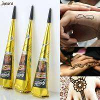 สติกเกอร์ JETANS สีสมุนไพร Mehandi สีแบบลายเฮนนาอินเดียหมึก Mehandi สักเฮนน่า3สีกรวยศิลปะบนร่างกายแบบชั่วคราวเฮนนาสมุนไพรสัก