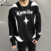 Lansboter เสื้อกันหนาวคอกลมชายหญิงวินเทจอเมริกัน