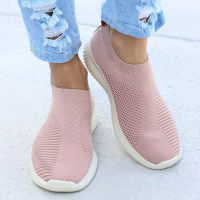 Women Shoes Plus Size 43 Women Vulcanize Shoes Fashion Slip On Sock Shoes Female Mesh White Sneakers Flat Casual Tenis Feminino