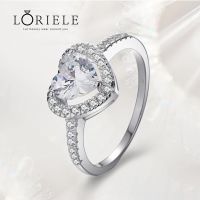 LORIELE 1.2Ct VVS Moissanite Heart S สำหรับผู้หญิง S925ตัดเงินด้วย Pt950ทองคำขาวเครื่องประดับแหวนหมั้นและแต่งงานเจ้าสาว