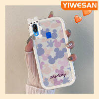 เคส Chenyyyka สำหรับ VIVO Y91 Y95 Y91i การ์ตูนน่ารักสีม่วงสีชมพูมิกกี้เมาส์ขอบสีสันเคสโทรศัพท์โปร่งใสเคสกันกระแทกกันกระแทกเลนส์กล้องถ่ายรูปลายสัตว์ประหลาดตัวเล็ก