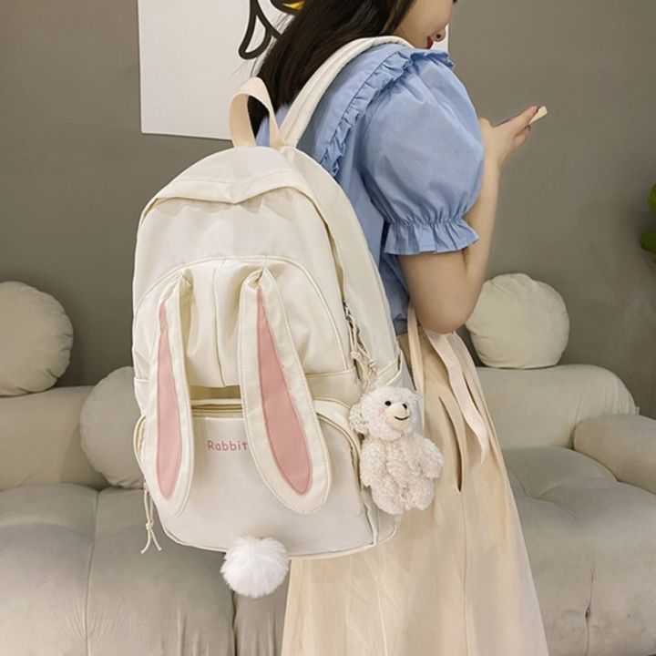 หูกระต่ายน่ารักกระเป๋าวัยรุ่นผู้หญิงสุภาพสตรีกระเป๋ากระเป๋าหนังสือนักเรียนใหม่