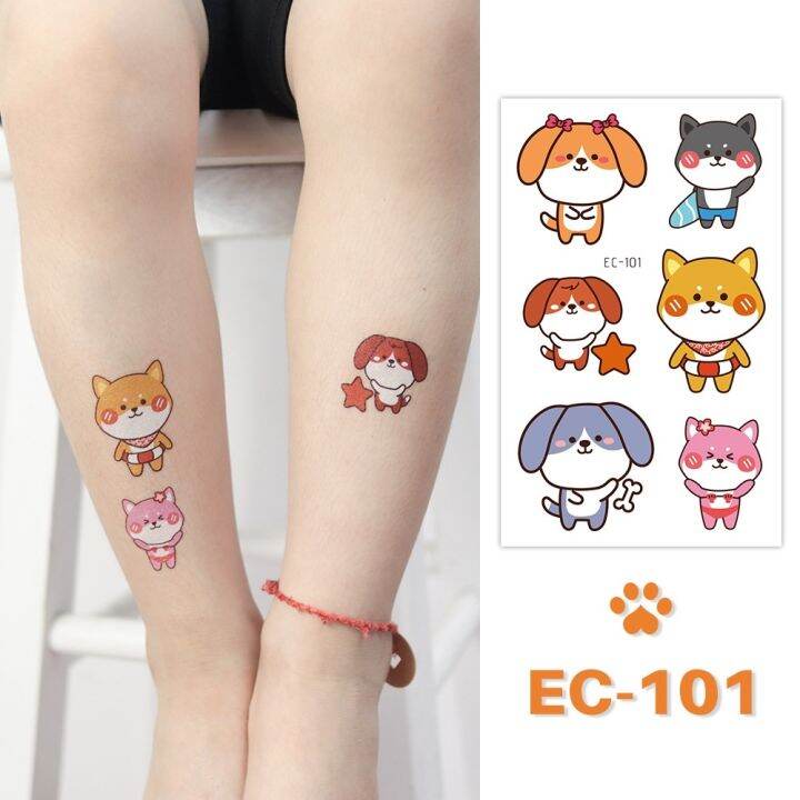 24-kinds-cute-cartoon-tattoo-stickers-for-children-faux-tatouage-temporaire-disposable-cat-dog-pets-temporary-waterproof