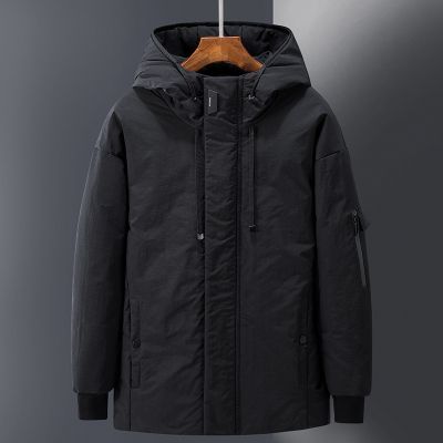 ZZOOI Men 2023 Winter New Long Casual Thick Fleece Hooded Waterproof Down Jacket Coat Men Outwear Fashion Pockets Down Jacket