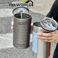 ndblgb YKLWORLD แก้วกาแฟ แก้วเก็บความเย็น เกรด 304 จุน้ําได้เยอะ แบบพกพา ขนาด 600 มล. พร้อมหลอดดูด