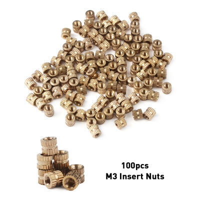 100Pcs M3 5mm Thread Metric Brass Knurl Round Insert Nuts set Nails Screws Fasteners