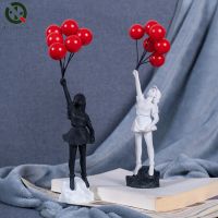 Flying Balloon Girl Figurine Home Decor Banksy Modern Art Sculpture Resin Figure Craft Decoration Collectible Figurine