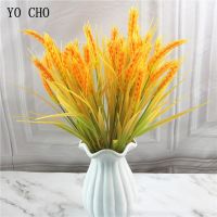 Artificial Yellow Flower Plant Wheat Ear Wedding Autumn Decor Simulated Grain Seedling Paddy Fake Plastic Flower Home Fall Decor