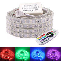 SMD 5050 RGB หลอดไฟ LED Strip กันน้ำ110โวลต์220โวลต์120/60 LED อาหารมื้อเย็นสดใสที่มีความยืดหยุ่นริบบิ้นสหภาพยุโรปสหรัฐอเมริกาสหราชอาณาจักรออสเตรเลียชุด1เมตร5เมตร10เมตร20เมตร25เมตร50เมตร