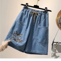 【hot】 шорты женский Shorts Jeans Short велосипедки женские Denim Size Loose Embroidered Elastic Waist Dropship