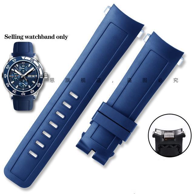 สำหรับ-iwc-international-aquatimer-ocean-นาฬิกา-iw356802-376705-quick-release-ยางปลายโค้งสายสร้อยข้อมือสีดำสีฟ้า-22-มม
