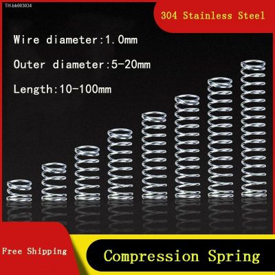 ☇❧☜ 304 Stainless Steel Compression Spring 304 SUS Compressed Spring Wire Diameter 1.0mm Y-Type Rotor Return Spring 10PCS 1.0mm