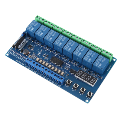 8-Channel Multifunction Time Delay Relay Interface Board Module with Light Couple Red Display