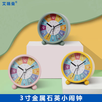 นาฬิกา Jam Beker Kecil โลหะนักเรียนเรียนรู้สำหรับเด็กปฐมวัยนาฬิกาตั้งโต๊ะแบบเงียบลายการ์ตูนนาฬิกาควอตซ์เรืองแสง