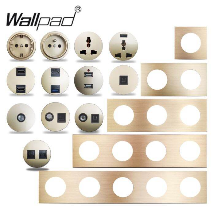 wallpad-l6-gold-brushed-aluminum-wall-switch-eu-french-socket-usb-charger-rj45-cat6-hdmi-compatible-modules-free-combination