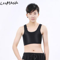 LESMASK ยืดหยุ่น Breathable บาง T Corset เสื้อกั๊กเสริมแรงกีฬากันกระแทกหน้าอกใหญ่หดหัวเข็มขัดด้านหน้าเสื้อกล้ามทอม Shapewear